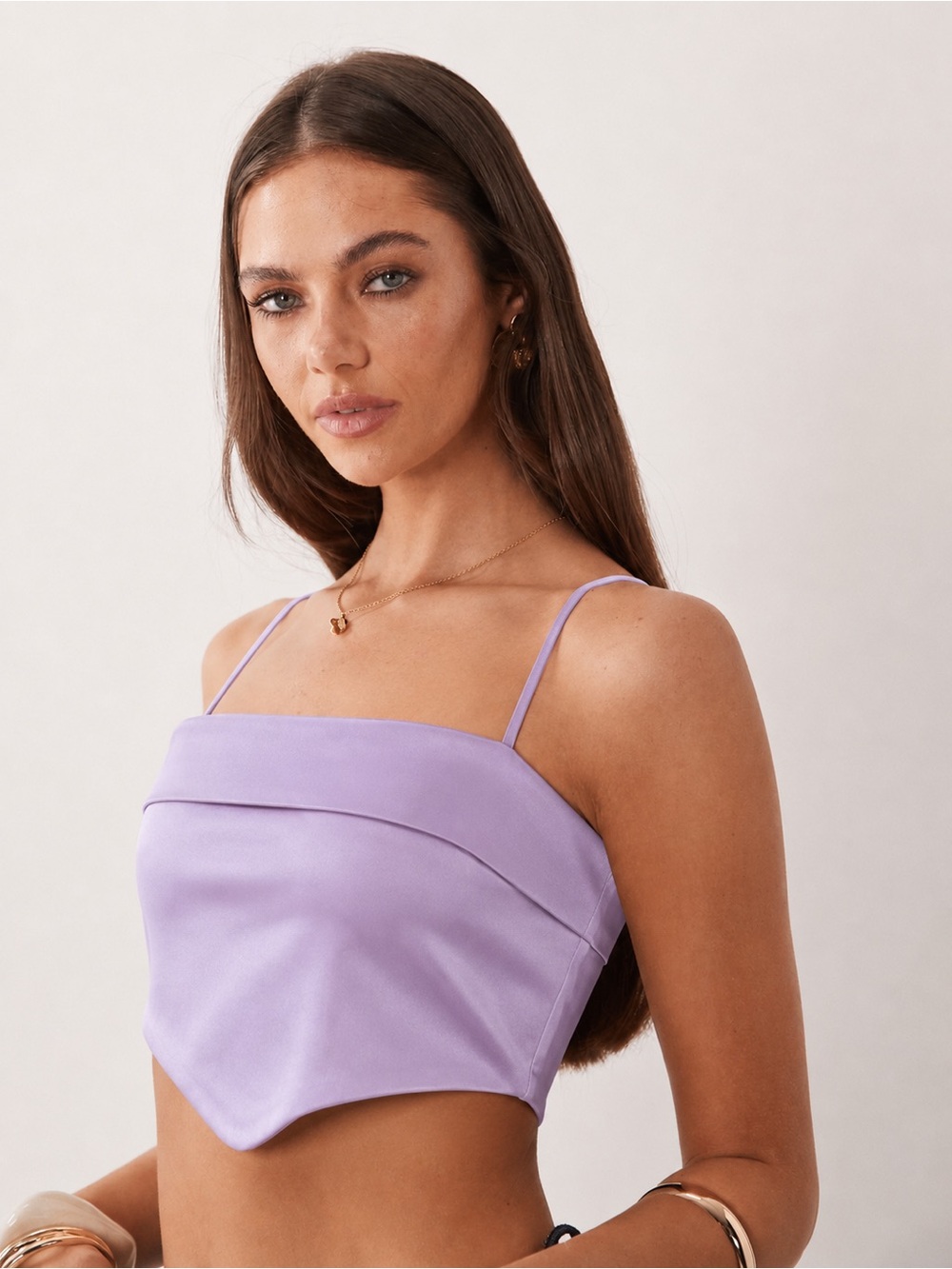 Forever 21 Tank Top Small Lavender Satin Crop Top *see photos